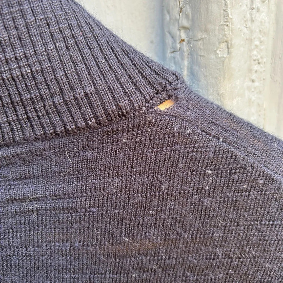 Gap Navy 1/4 zip Slub  Merino Sweater, size L - Picture 9 of 10